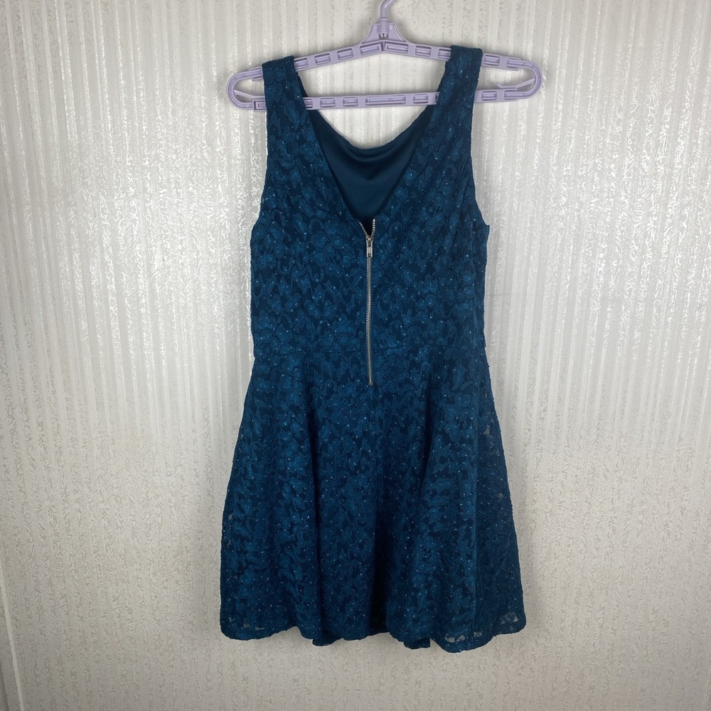 Speechless Fit/ Flare Emerald Green Lace Sleeveless Dress Juniors Size Large - Picture 4 of 9